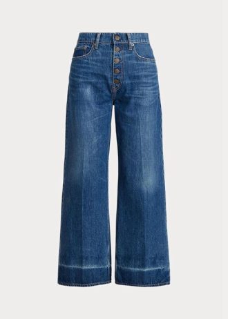 Vaqueros Ralph Lauren de corte ancho y corte cropped para mujer en color azul marino