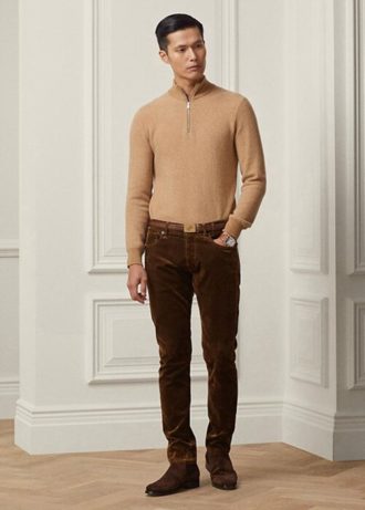 Vaqueros Ralph Lauren de terciopelo elástico de corte ajustado para hombre, color marrón