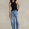 Vaqueros Ralph Lauren de tiro alto y corte cónico para mujer en azul Vaqueros Ralph Lauren de tiro alto y corte cónico para mujer en azul