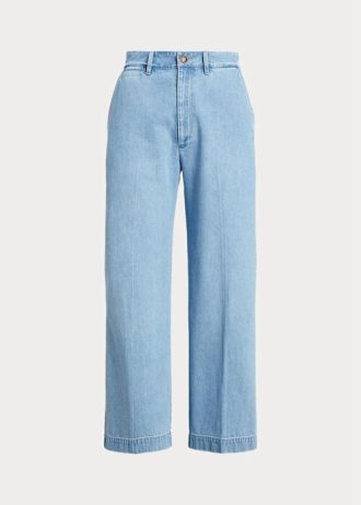 Vaqueros Ralph Lauren de tiro alto y pierna ancha para mujer en azul
