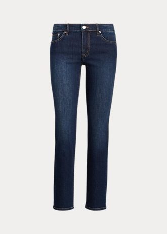Vaqueros Ralph Lauren de tiro bajo, rectos y curvilíneos para mujer, color azul marino