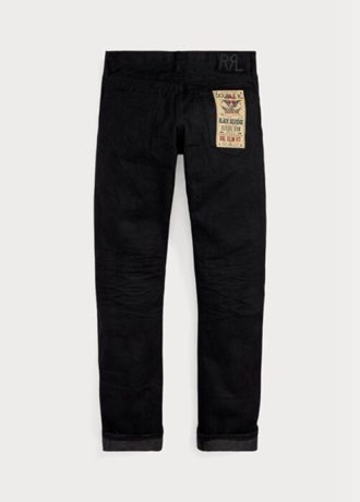 Vaqueros Ralph Lauren negros ajustados con orillo negro sobre negro para hombre