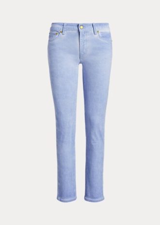 Vaqueros Ralph Lauren rectos de tiro medio y tobillo revestidos para mujer en azul
