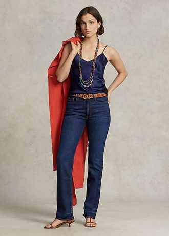Vaqueros rectos de tiro alto Ralph Lauren para mujer de Royal