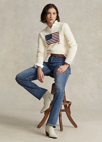 Vaqueros rectos de tiro alto Ralph Lauren para mujer en azul