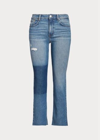 Vaqueros rectos de tiro alto y corte cropped de Ralph Lauren para mujer en color azul