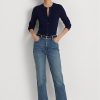Vaqueros rectos de tiro alto y tobillo azul Ralph Lauren para mujer Vaqueros rectos de tiro alto y tobillo azul Ralph Lauren para mujer