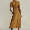 Vestido corto de lino con cinturón Ralph Lauren para mujer, color marrón