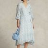 Vestido cruzado de georgette arrugado con flores de Ralph Lauren para mujer Vestido cruzado de georgette arrugado con flores de Ralph Lauren para mujer