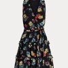 Vestido cruzado de georgette arrugado con flores multicolor de Ralph Lauren para mujer