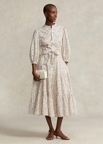 Vestido de algodón con capas y estampado floral de Ralph Lauren para mujer