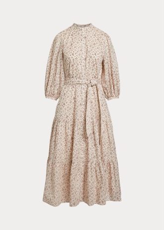 Vestido de algodón con capas y estampado floral de Ralph Lauren para mujer