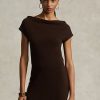 Vestido de cachemira con cuello recto de Ralph Lauren para mujer en color chocolate Vestido de cachemira con cuello recto de Ralph Lauren para mujer en color chocolate