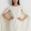 Vestido de cóctel Ralph Lauren de georgette color crema para mujer Vestido de cóctel Ralph Lauren de georgette color crema para mujer