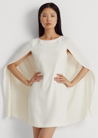 Vestido de cóctel Ralph Lauren de georgette color crema para mujer