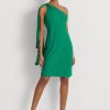 Vestido de cóctel Ralph Lauren de georgette verde con un solo hombro para mujer Vestido de cóctel Ralph Lauren de georgette verde con un solo hombro para mujer