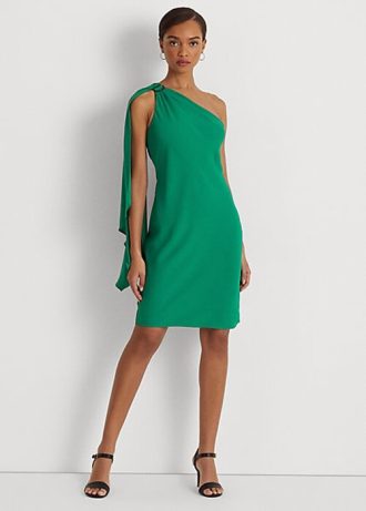 Vestido de cóctel Ralph Lauren de georgette verde con un solo hombro para mujer