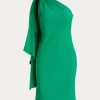 Vestido de cóctel Ralph Lauren de georgette verde con un solo hombro para mujer Vestido de cóctel Ralph Lauren de georgette verde con un solo hombro para mujer