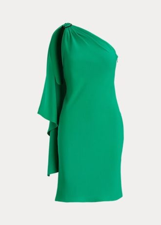 Vestido de cóctel Ralph Lauren de georgette verde con un solo hombro para mujer