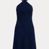 Vestido de día con cuello halter de jersey Jinett de Ralph Lauren para mujer en azul marino