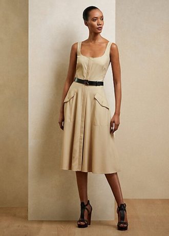 Vestido de día de gabardina de lana Semira de Ralph Lauren en beige para mujer
