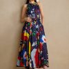 Vestido de día de satén de algodón con estampado Renshaw de Ralph Lauren para mujer en multicolor