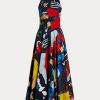 Vestido de día de satén de algodón con estampado Renshaw de Ralph Lauren para mujer en multicolor