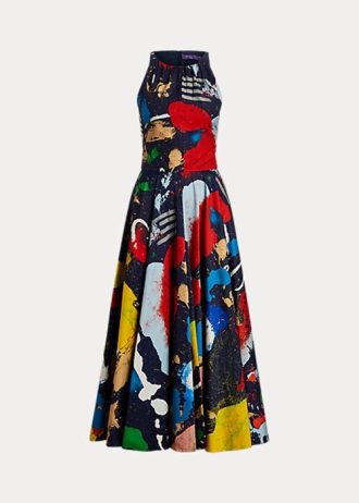 Vestido de día de satén de algodón con estampado Renshaw de Ralph Lauren para mujer en multicolor