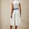 Vestido de día plisado de lino sin mangas Ralph Lauren Roald para mujer, color blanco Vestido de día plisado de lino sin mangas Ralph Lauren Roald para mujer, color blanco