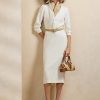Vestido de día Ralph Lauren Knowles de seda shantung para mujer, color blanco