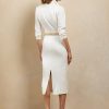 Vestido de día Ralph Lauren Knowles de seda shantung para mujer, color blanco