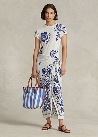 Vestido de jersey cruzado con estampado floral azul de Ralph Lauren para mujer Vestido de jersey cruzado con estampado floral azul de Ralph Lauren para mujer