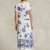 Vestido de jersey cruzado con estampado floral azul de Ralph Lauren para mujer Vestido de jersey cruzado con estampado floral azul de Ralph Lauren para mujer