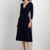 Vestido de jersey cruzado Ralph Lauren para mujer en azul marino