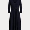 Vestido de jersey cruzado Ralph Lauren para mujer en azul marino