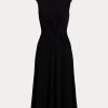 Vestido de jersey negro con parte delantera torcida de Ralph Lauren para mujer Vestido de jersey negro con parte delantera torcida de Ralph Lauren para mujer