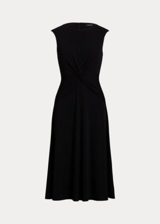 Vestido de jersey negro con parte delantera torcida de Ralph Lauren para mujer Vestido de jersey negro con parte delantera torcida de Ralph Lauren para mujer