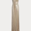 Vestido de noche beige con adornos Collingwood de Ralph Lauren para mujer Vestido de noche beige con adornos Collingwood de Ralph Lauren para mujer