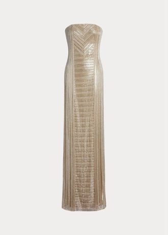 Vestido de noche beige con adornos Collingwood de Ralph Lauren para mujer Vestido de noche beige con adornos Collingwood de Ralph Lauren para mujer