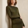 Vestido de noche de seda Ralph Lauren de manga larga para mujer en color oliva Vestido de noche de seda Ralph Lauren de manga larga para mujer en color oliva