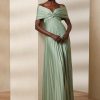 Vestido de noche plisado de jersey Merridan de Ralph Lauren para mujer, color verde