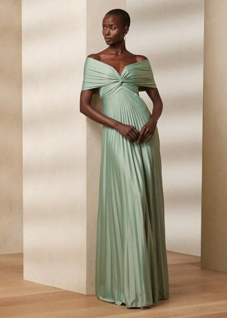 Vestido de noche plisado de jersey Merridan de Ralph Lauren para mujer, color verde Vestido de noche plisado de jersey Merridan de Ralph Lauren para mujer, color verde