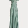 Vestido de noche plisado de jersey Merridan de Ralph Lauren para mujer, color verde