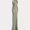 Vestido de noche Ralph Lauren Chilton de satén lavado verde para mujer