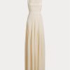 Vestido de noche Ralph Lauren Talbert de satén con espalda de crepé para mujer en color crema Vestido de noche Ralph Lauren Talbert de satén con espalda de crepé para mujer en color crema