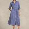 Vestido de rayas con cinturón Ralph Lauren para mujer, color azul marino y blanco Vestido de rayas con cinturón Ralph Lauren para mujer, color azul marino y blanco