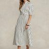 Vestido de seda morera a rayas Ralph Lauren para mujer en color crema/negro Vestido de seda morera a rayas Ralph Lauren para mujer en color crema/negro