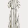 Vestido de seda morera a rayas Ralph Lauren para mujer en color crema/negro Vestido de seda morera a rayas Ralph Lauren para mujer en color crema/negro