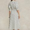 Vestido de seda morera a rayas Ralph Lauren para mujer en color crema/negro Vestido de seda morera a rayas Ralph Lauren para mujer en color crema/negro