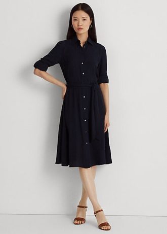 Vestido entallado y acampanado Ralph Lauren para mujer en color azul marino